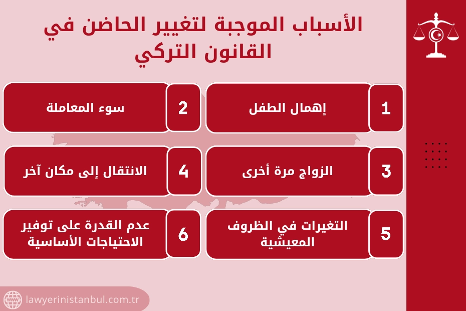 تغيير الحاضن لأسباب موجبة في تركيا